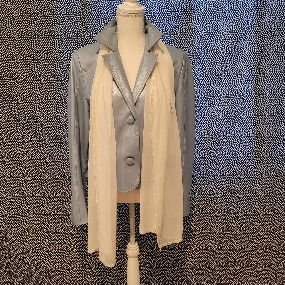 AUSTIN  REED leather jacket size 12  & free scarf - Picture 4 of 13